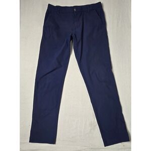 Lululemon Men's Commuter Pants 34 Navy Blue Reflective Stretch Athletic Fit Flaw